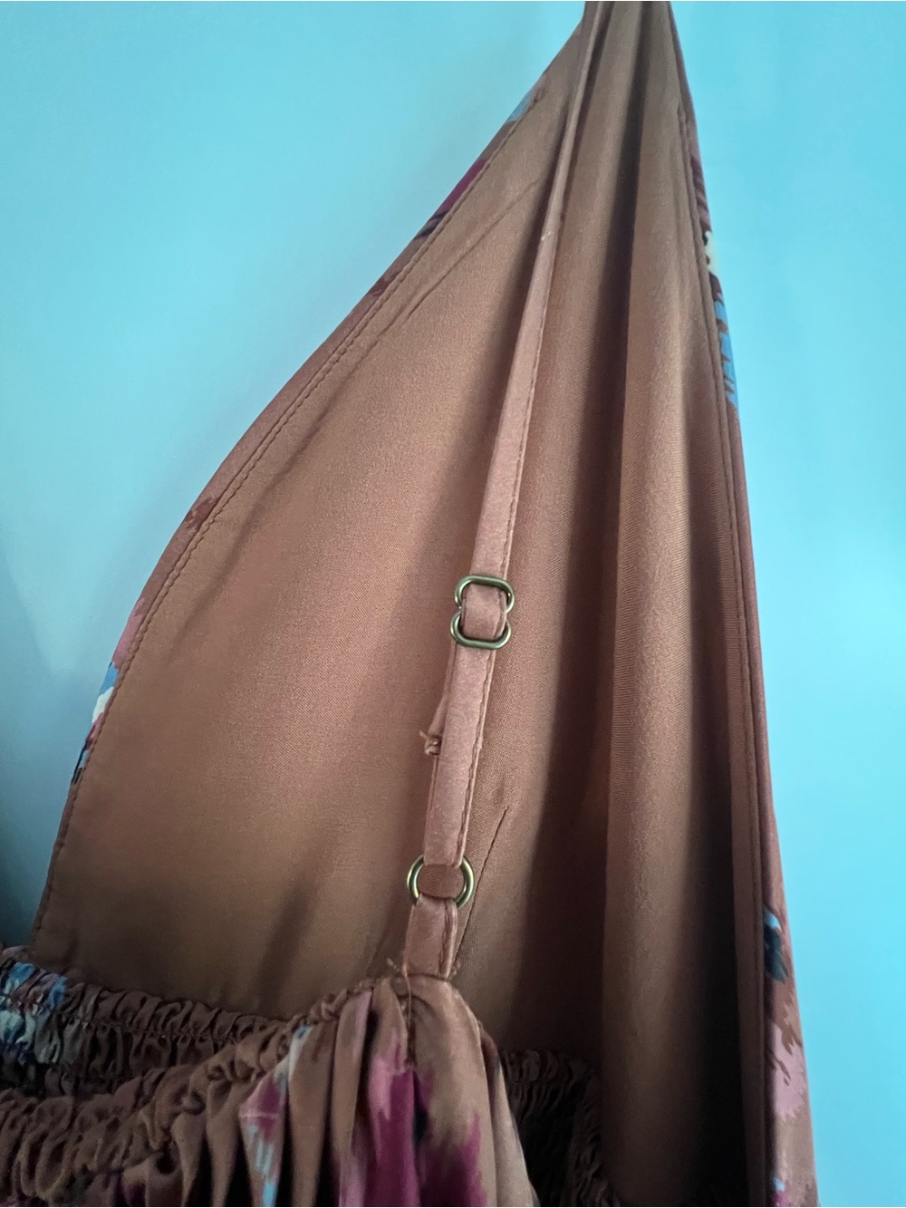 BHLDN Brown Pleated Floral Maxi Dress - Picture 3 of 5